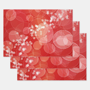 Feuille De Papier Cadeau Motif d'amour Abstrait Bokeh Red Hearts