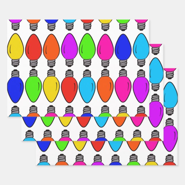 Feuille De Papier Cadeau Motif d'ampoules de Noël (Lot)