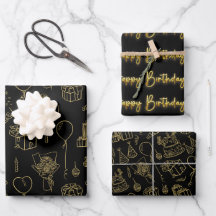 Motif d'anniversaire noir/or