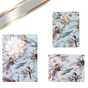 Feuille De Papier Cadeau Motif d'aquarelle botanique du feuillage d'hiver