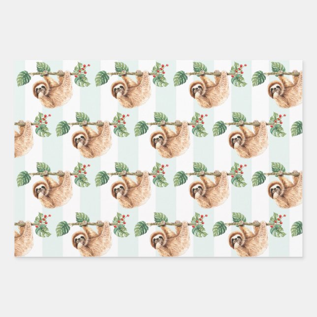 Feuille De Papier Cadeau Motif d'aquarelle mignon accroché à l'envers (Devant 2)