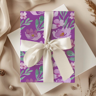 Feuille De Papier Cadeau Motif d'aquarelle rose et magenta