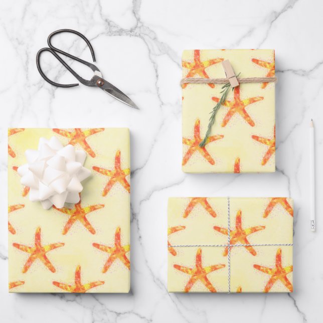 Feuille De Papier Cadeau Motif d'aquarelle Starfish (Recto)