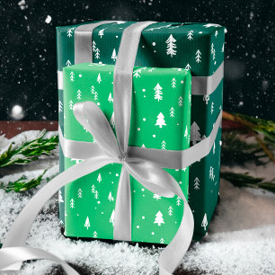 Feuille De Papier Cadeau Motif d'arbre de Noël blanc amusant