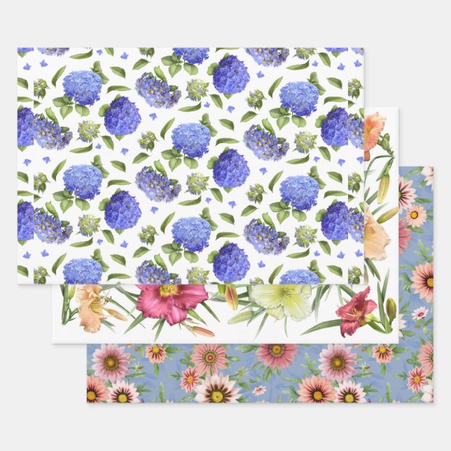 Feuille De Papier Cadeau Motif d'art botanique floral (Lot)