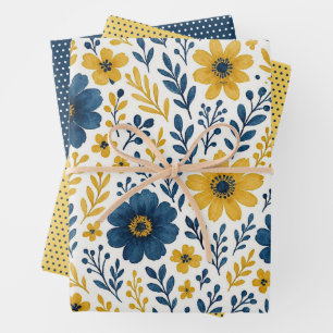 Feuille De Papier Cadeau Motif d'art floral méditerranéen ethnique élégant