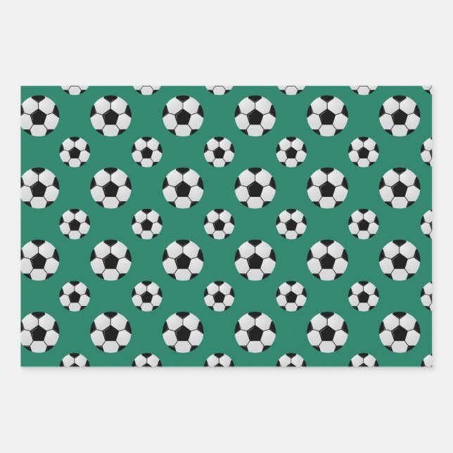 Feuille De Papier Cadeau Motif de balles de football (Devant)