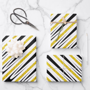 Feuille De Papier Cadeau Motif de bandes Multicolor Parties scintillant d'o