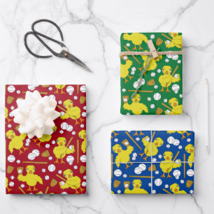 Feuille De Papier Cadeau Motif de baseball de softball