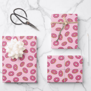 Feuille De Papier Cadeau Motif de beigne rose
