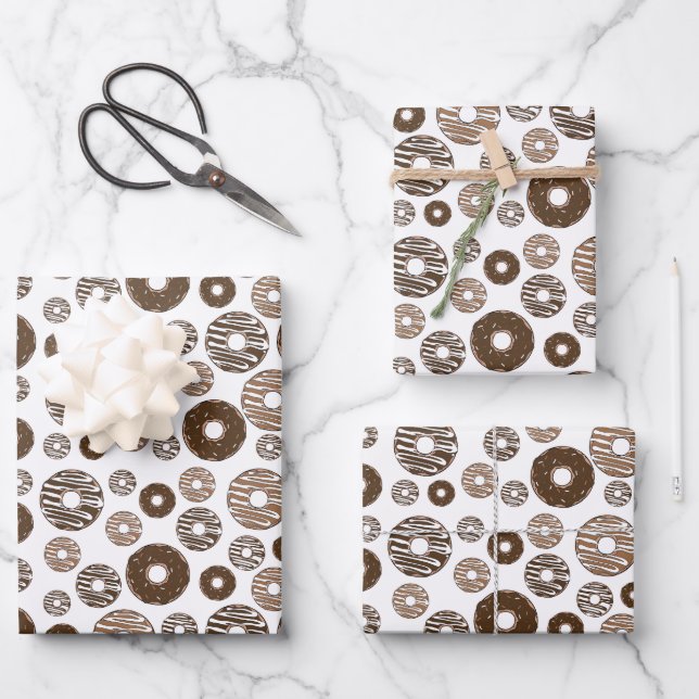 Feuille De Papier Cadeau Motif de beignes, beignets de chocolat, beignets d (Recto)