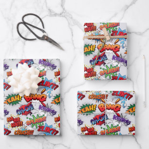 Feuille De Papier Cadeau Motif de bulle Superhero