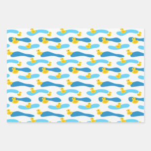 Feuille De Papier Cadeau Motif de canard en caoutchouc jaune