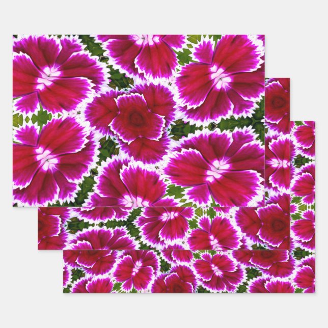 Feuille De Papier Cadeau Motif de carnation pourpre (Lot)
