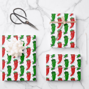 Feuille De Papier Cadeau Motif De Cartoon Rouge Et Vert Pepper Divas