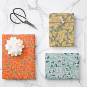 Feuille De Papier Cadeau Motif de cercle concentré rétro