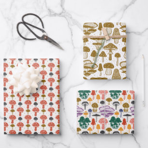 Feuille De Papier Cadeau motif de champignon carrelé 