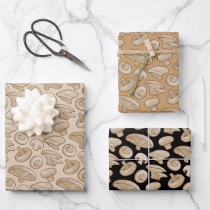Feuille De Papier Cadeau Motif de champignons de bois