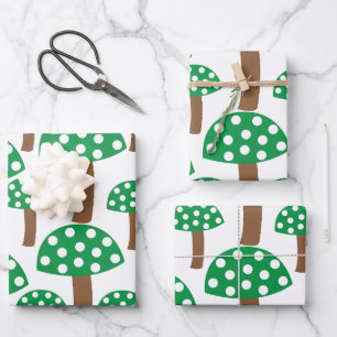 Feuille De Papier Cadeau Motif de champignons verts