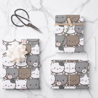 Feuille De Papier Cadeau Motif de chat adorable