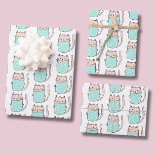 Feuille De Papier Cadeau Motif de chat mignon pour enfants