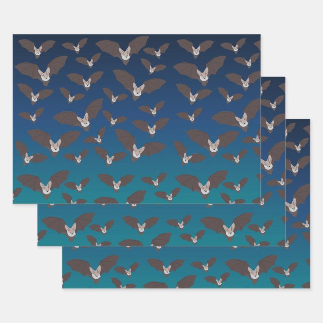 Feuille De Papier Cadeau Motif de chauve-souris Éffrayant (Lot)