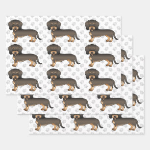 Feuille De Papier Cadeau Motif de chien sanglier à poil dur teckel et patte
