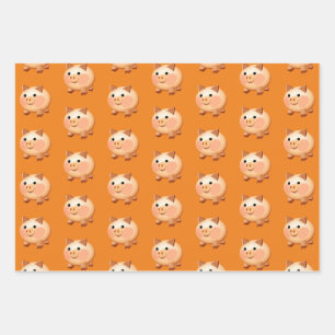 Feuille De Papier Cadeau Motif de cochon pour bébé en caricature mignonne