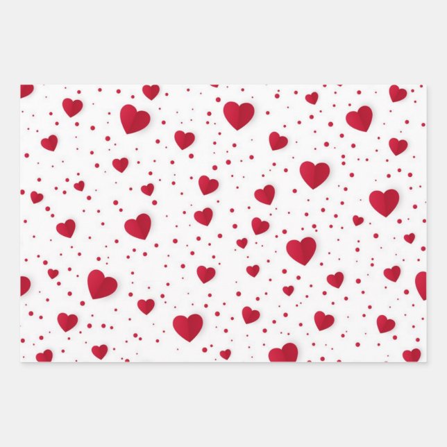 Feuille De Papier Cadeau Motif de coeur (Devant)