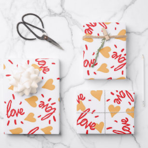 Feuille De Papier Cadeau Motif de coeur 27