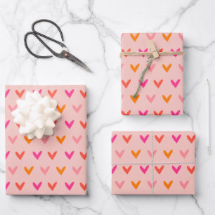 Feuille De Papier Cadeau Motif de coeur coloré