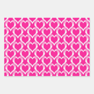 Feuille De Papier Cadeau Motif de coeurs blancs roses