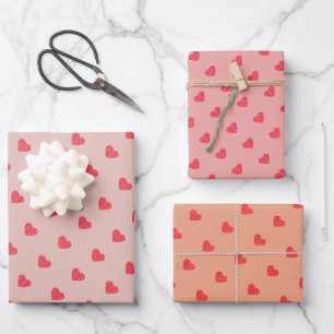 Feuille De Papier Cadeau Motif de coeurs rouges urbains modernes