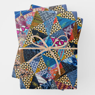 Feuille De Papier Cadeau Motif de collage coloré Carré