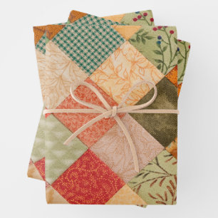 Feuille De Papier Cadeau Motif de collage coloré Carré