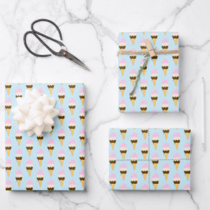 Feuille De Papier Cadeau Motif de cône de glace napolitain