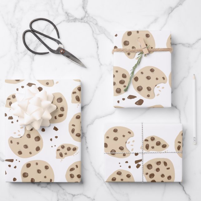 Feuille De Papier Cadeau Motif de cookies à puces de chocolat (Recto)