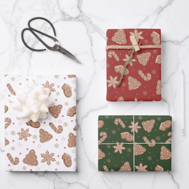 Feuille De Papier Cadeau Motif de cookies de Noël (Recto)