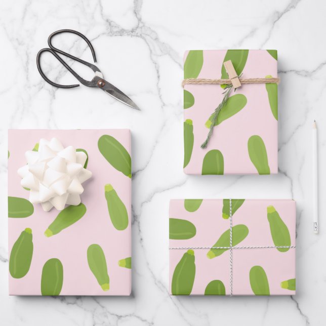 Feuille De Papier Cadeau Motif de courgette d'été Zucchini Courgette (Recto)