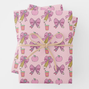 Feuille De Papier Cadeau Motif de crayon Coquette Bow