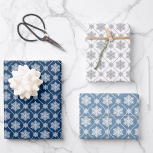 Feuille De Papier Cadeau Motif de Flamme de neige d'hiver