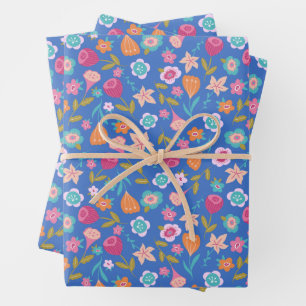 Feuille De Papier Cadeau motif de fleurs abstraites colorées