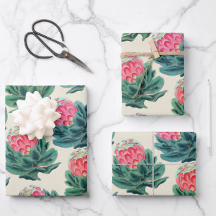 Feuille De Papier Cadeau Motif de fleurs de Protea
