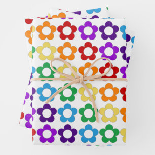 Feuille De Papier Cadeau Motif de fleurs hippie arc-en-ciel