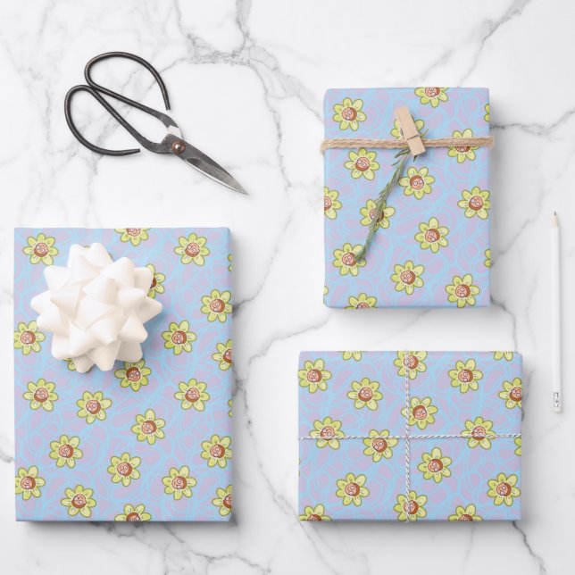 Feuille De Papier Cadeau Motif de fleurs Morty (Recto)