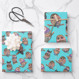 Feuille De Papier Cadeau Motif de forêt d'aquarelle d'hibl