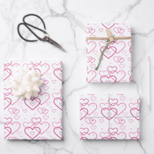 Feuille De Papier Cadeau Motif de formes de cœur roses - Saint-Valentin