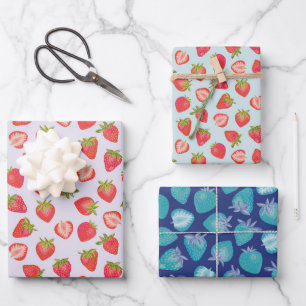 Feuille De Papier Cadeau Motif de fraises d'été