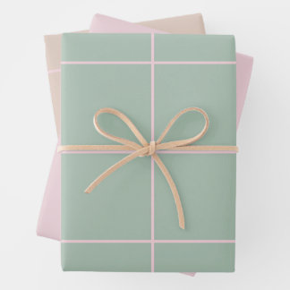 Feuille De Papier Cadeau Motif de grille de contrôle de couleur minimale