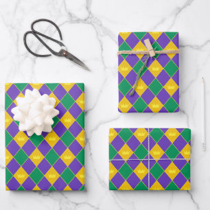 Feuille De Papier Cadeau Motif de la Couronne Mardi Gras